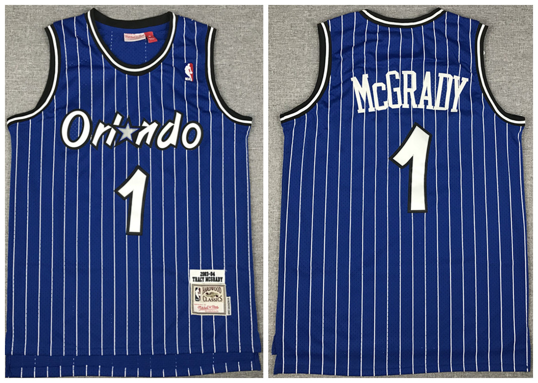 Men's Orlando Magic #1 Tracy McGrady 2003-04 Blue NBA Stitched Jersey